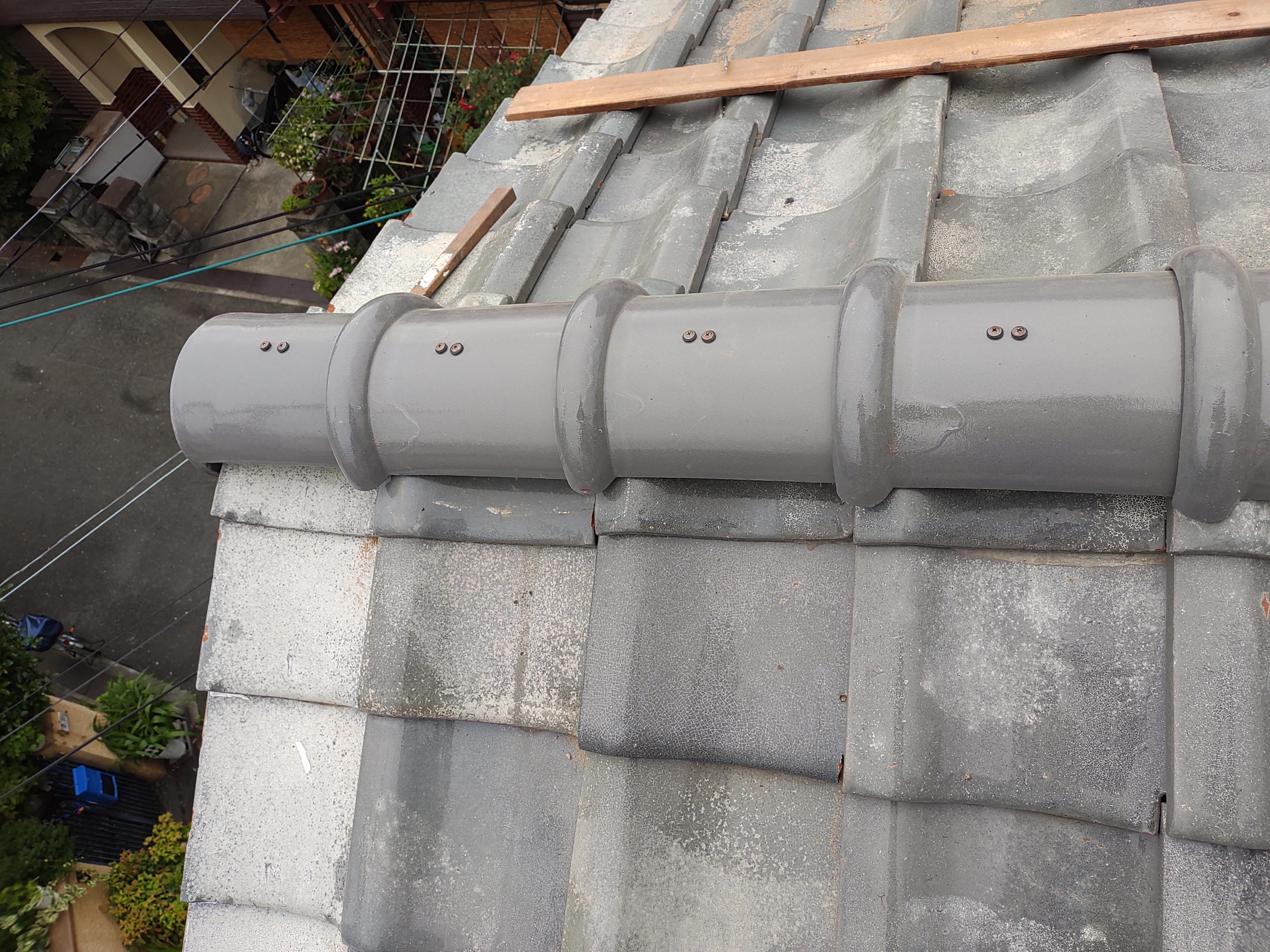 ⑥7寸丸瓦を強力棟に取付